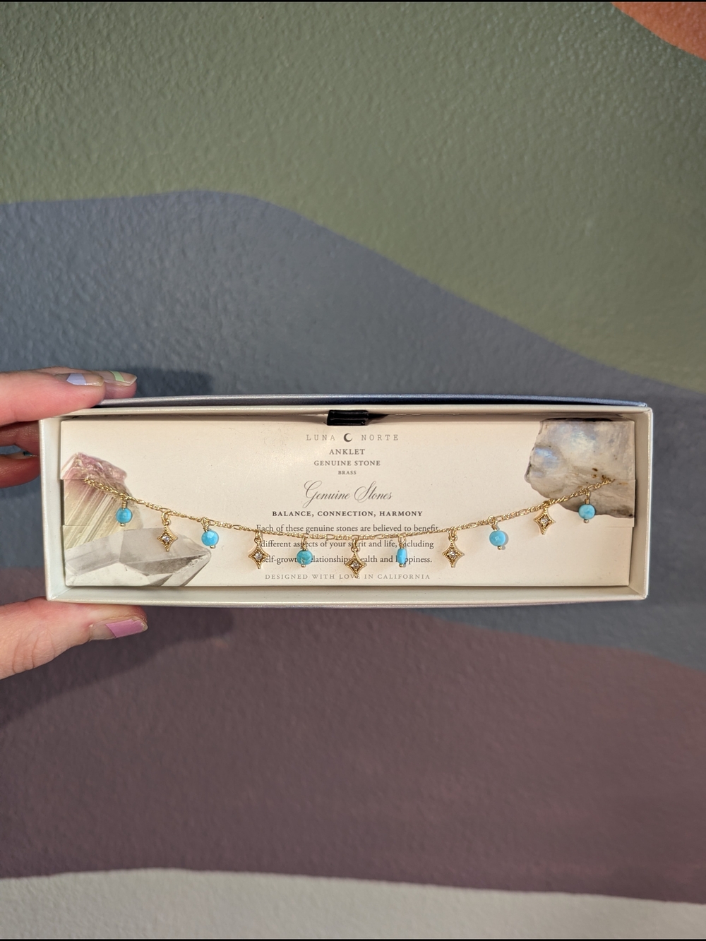 Luna Norte Gold Anklet with Turquoise Beads